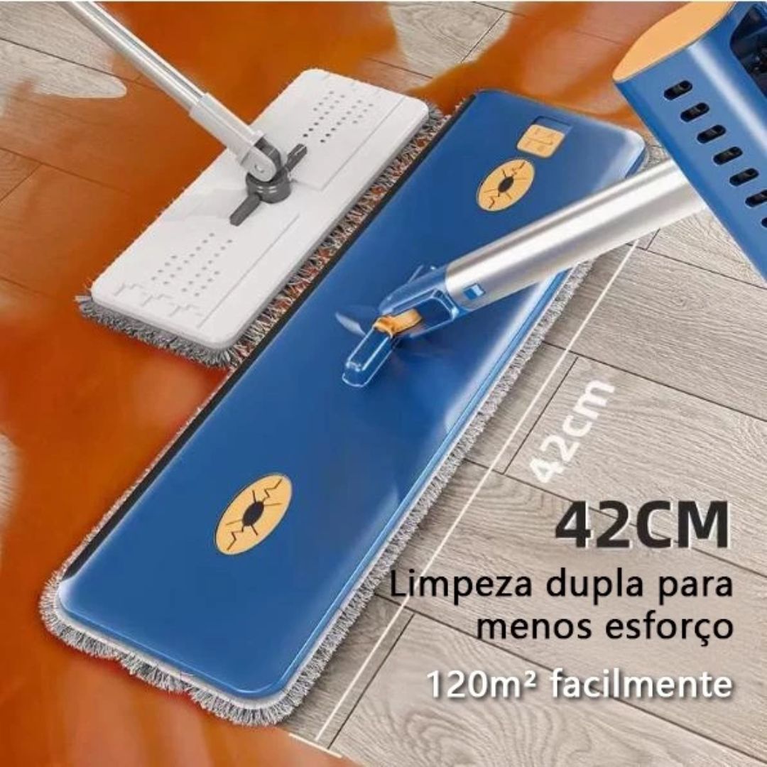 Esfregão Mop 360° Mágico em Microfibra com Balde Dobrável - Limpeza Eficiente e Prática