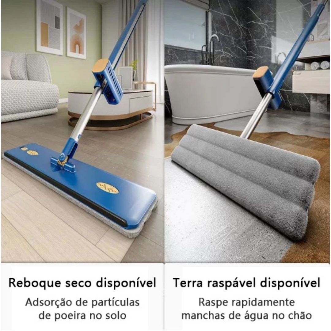 Esfregão Mop 360° Mágico em Microfibra com Balde Dobrável - Limpeza Eficiente e Prática