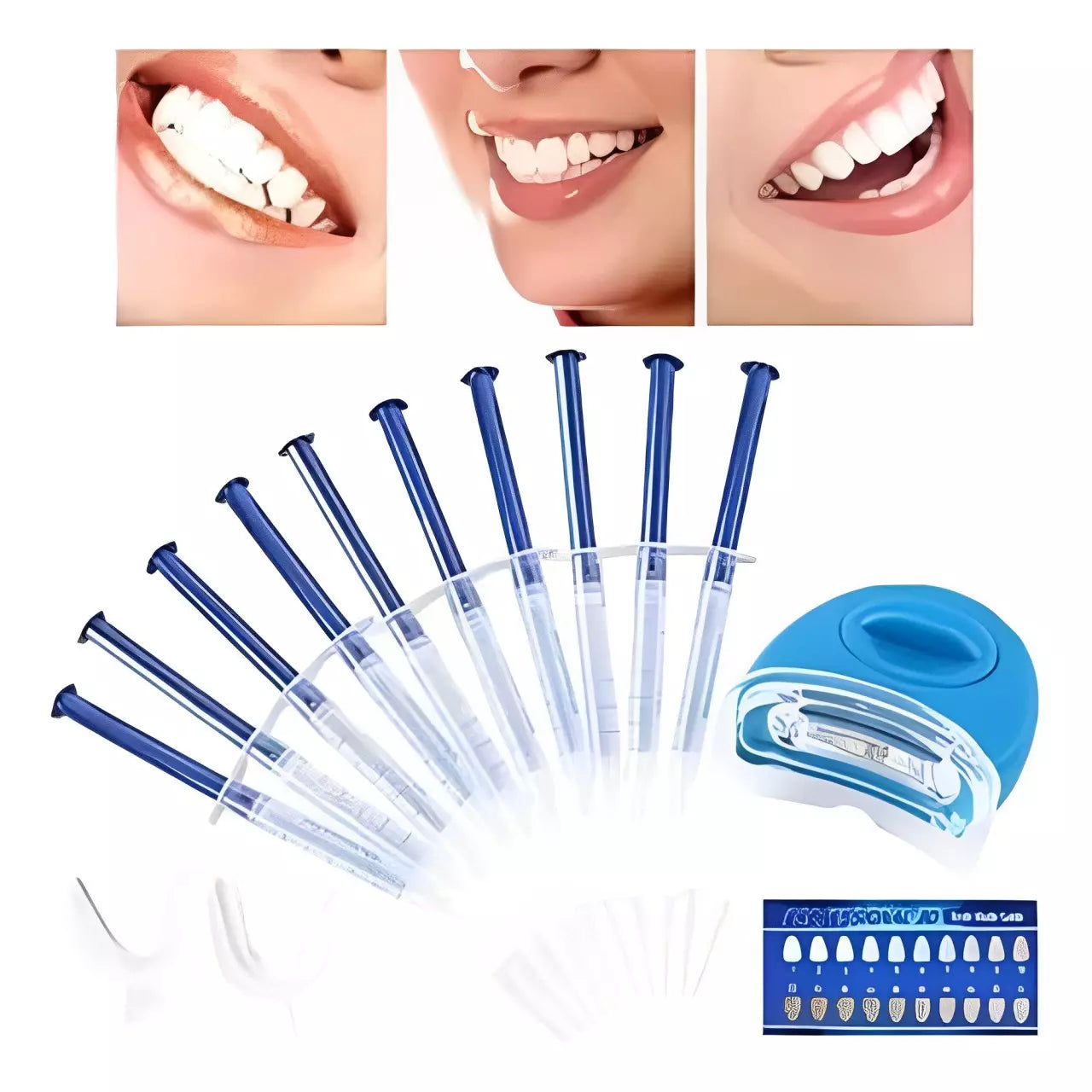 Kit Clareador Dental com Luz LED e Gel Branqueador de Dentes