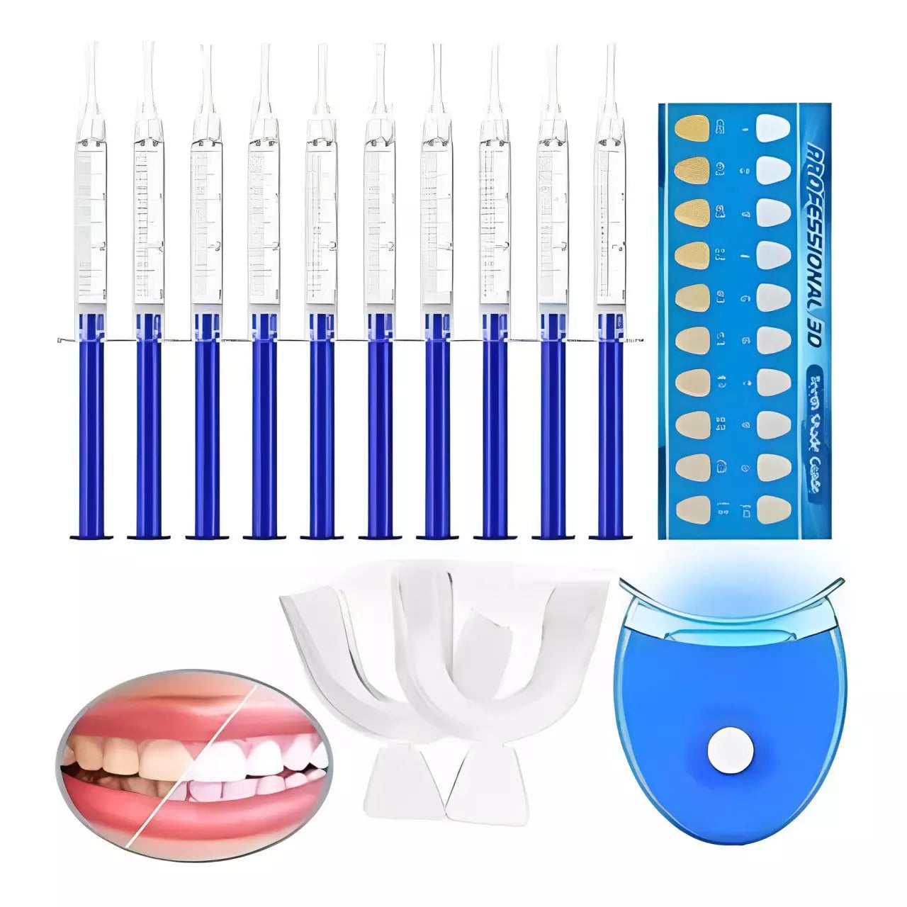 Kit Clareador Dental com Luz LED e Gel Branqueador de Dentes