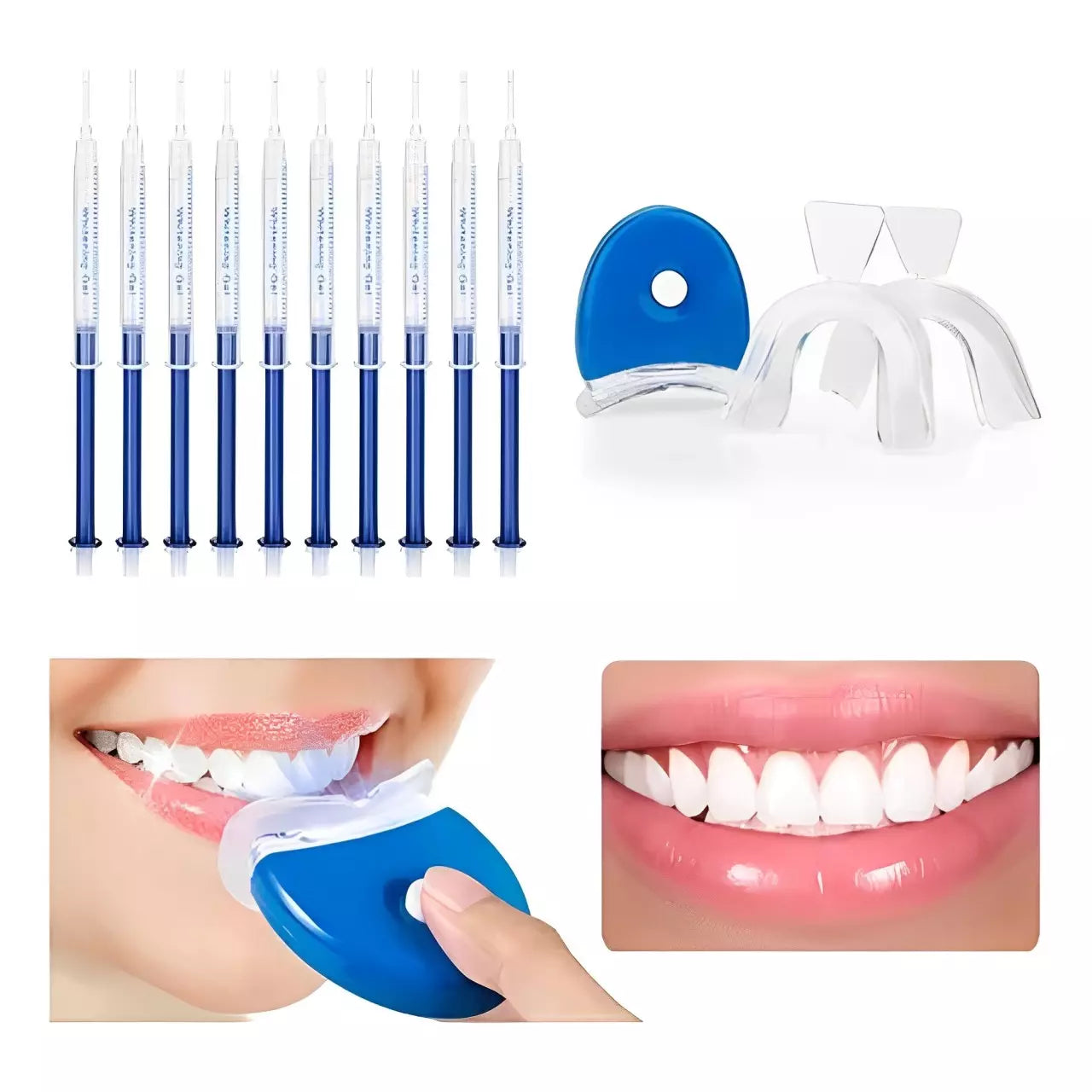 Kit Clareador Dental com Luz LED e Gel Branqueador de Dentes
