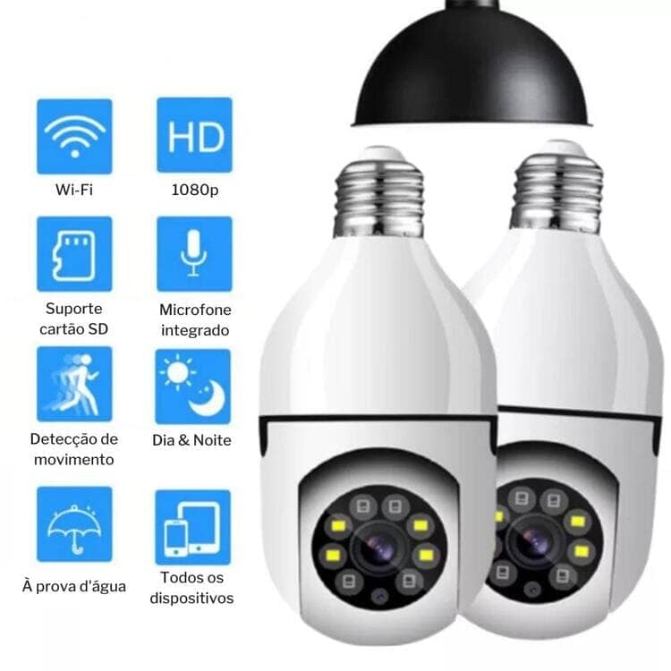 Câmera de Segurança Full HD Wi-Fi Inteligente 360 cc 12 Casa Feita 2 Unidades 
