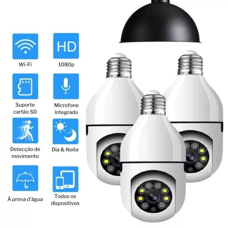 Câmera de Segurança Full HD Wi-Fi Inteligente 360 cc 12 Casa Feita 3 Unidades 