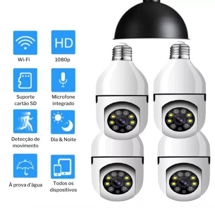 Câmera de Segurança Full HD Wi-Fi Inteligente 360 cc 12 Casa Feita 4 Unidades 